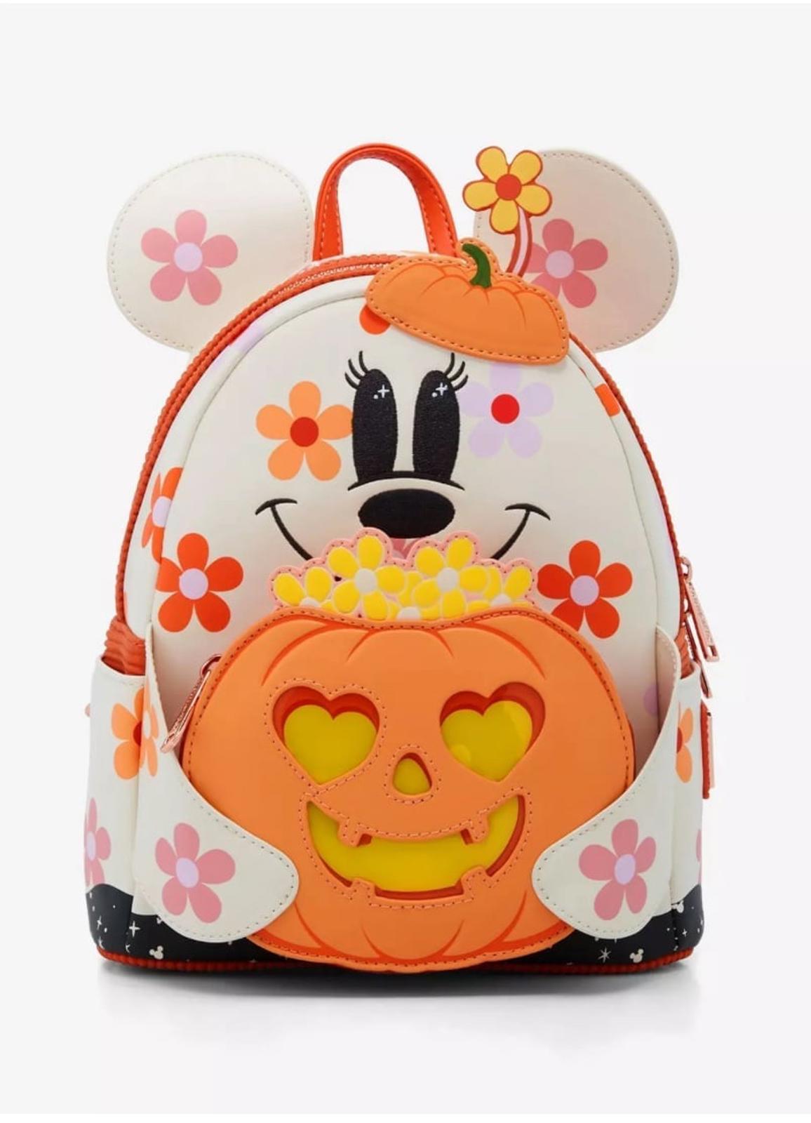 Loungefly Disney Minnie Floral Pumpkin GITD LU Mini Backpack