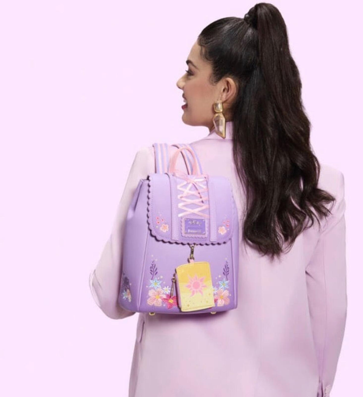 Loungefly Tangled Rapunzel Exclusive Floral Flap Mini Backpack with Coin Bag