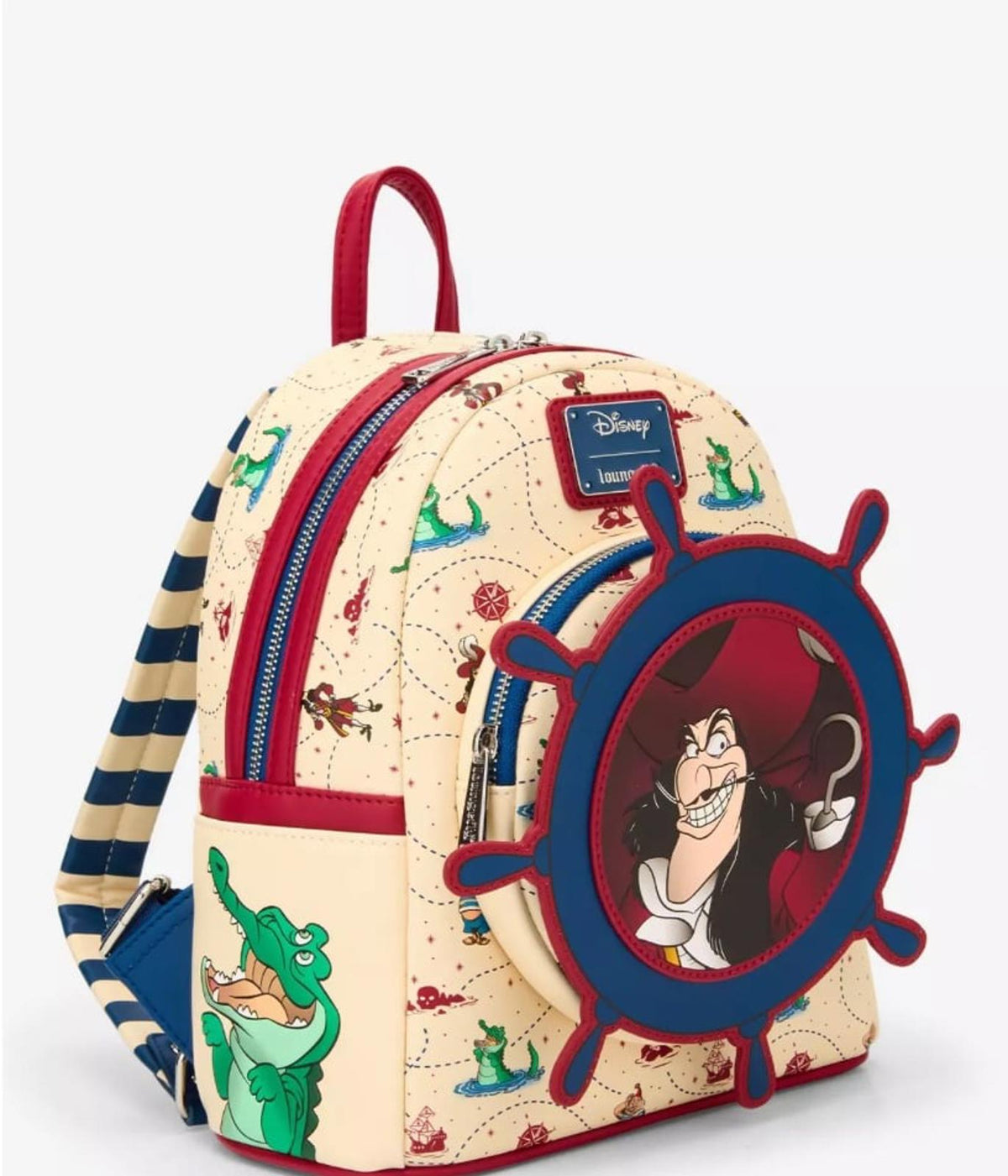 Loungefly Disney Peter Pan Captain Hook Ship Wheel Rotating Mini Backpack
