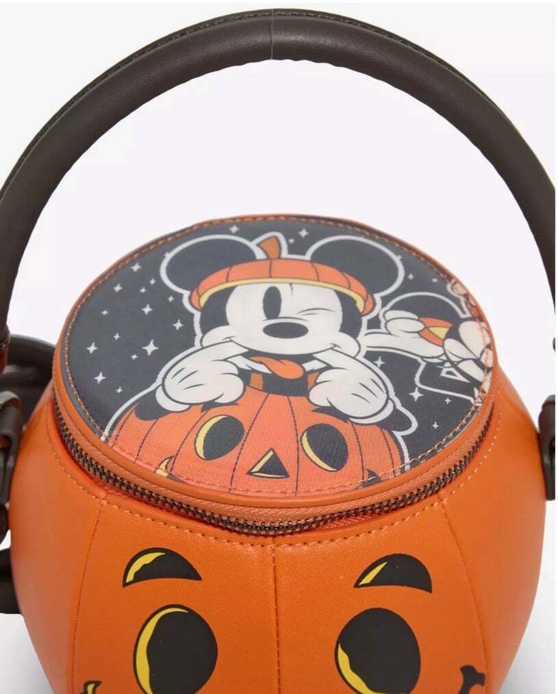 Loungefly Disney Mickey & Minnie Lenticular Figural Pumpkin Crossbody Bag