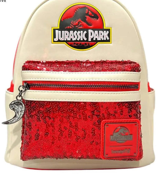 Loungefly Jurassic Park Red Sequin Mini Backpack