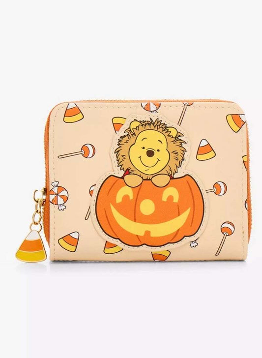 Disney Winnie the Pooh Lion Pooh Bear Pumpkin Zip Wallet