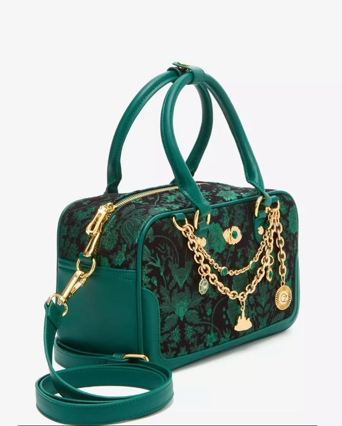 Wicked Oz Green Floral Handbag with Bag Chain