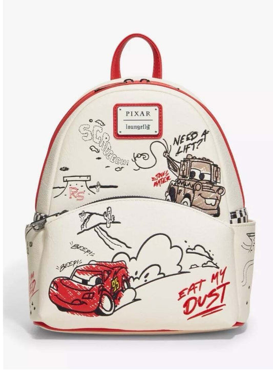 Loungefly Disney Pixar Cars Lightning McQueen & Mater Doodles Mini Backpack