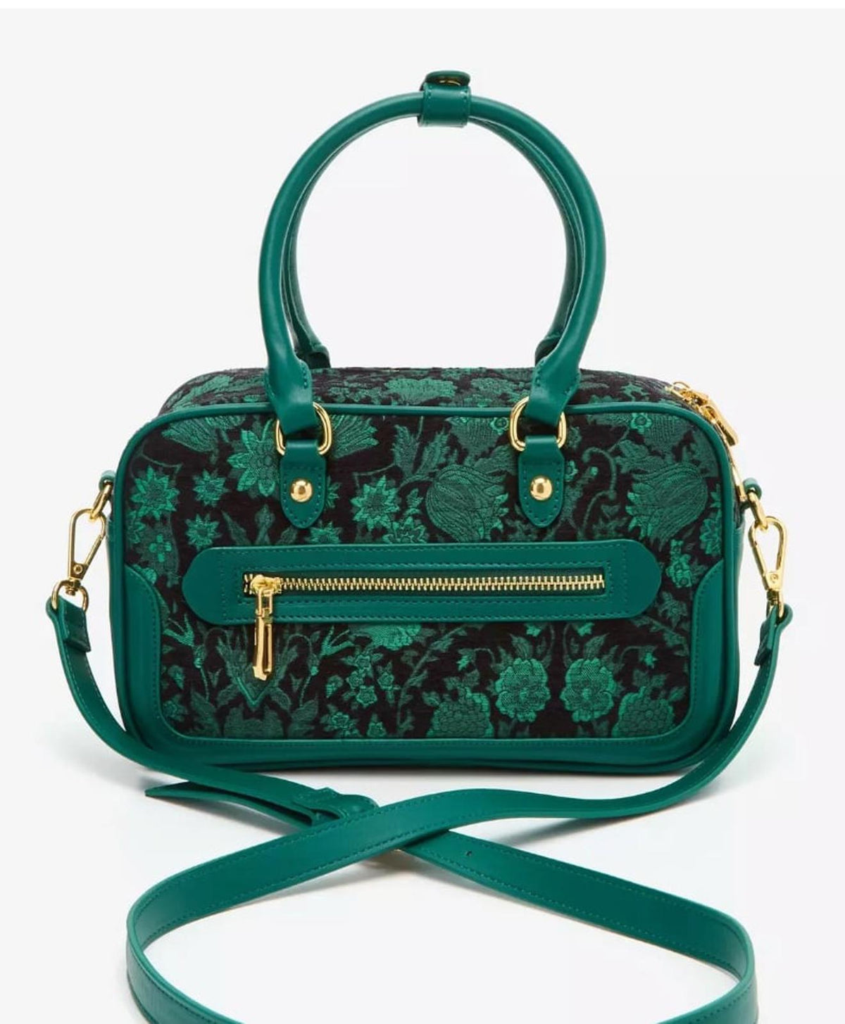 Wicked Oz Green Floral Handbag with Bag Chain