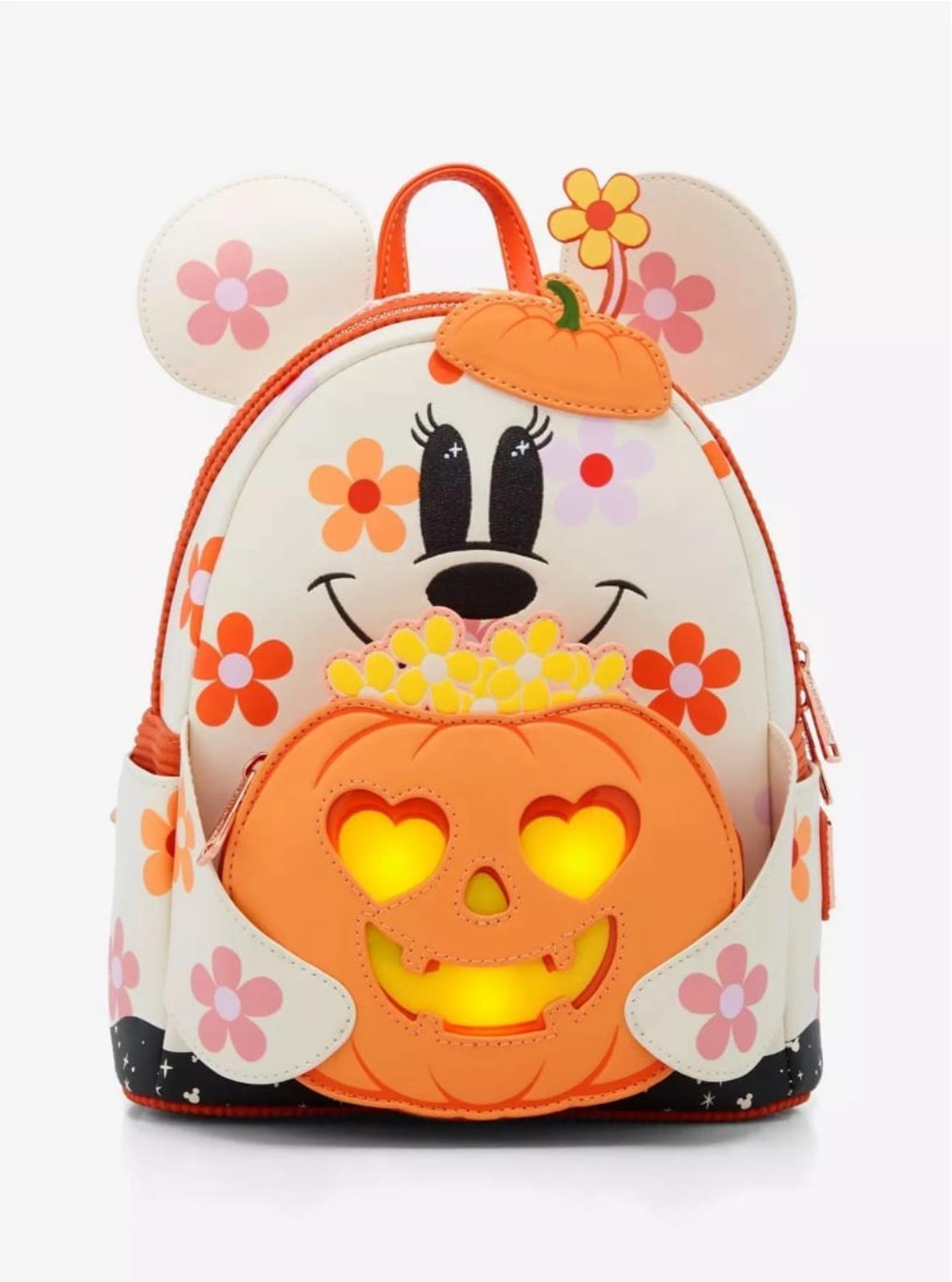 Loungefly Disney Minnie Floral Pumpkin GITD LU Mini Backpack