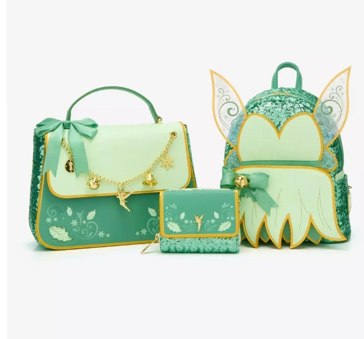 Loungefly Disney Tinker Bell Holiday Sequined Mini Zipper Wallet