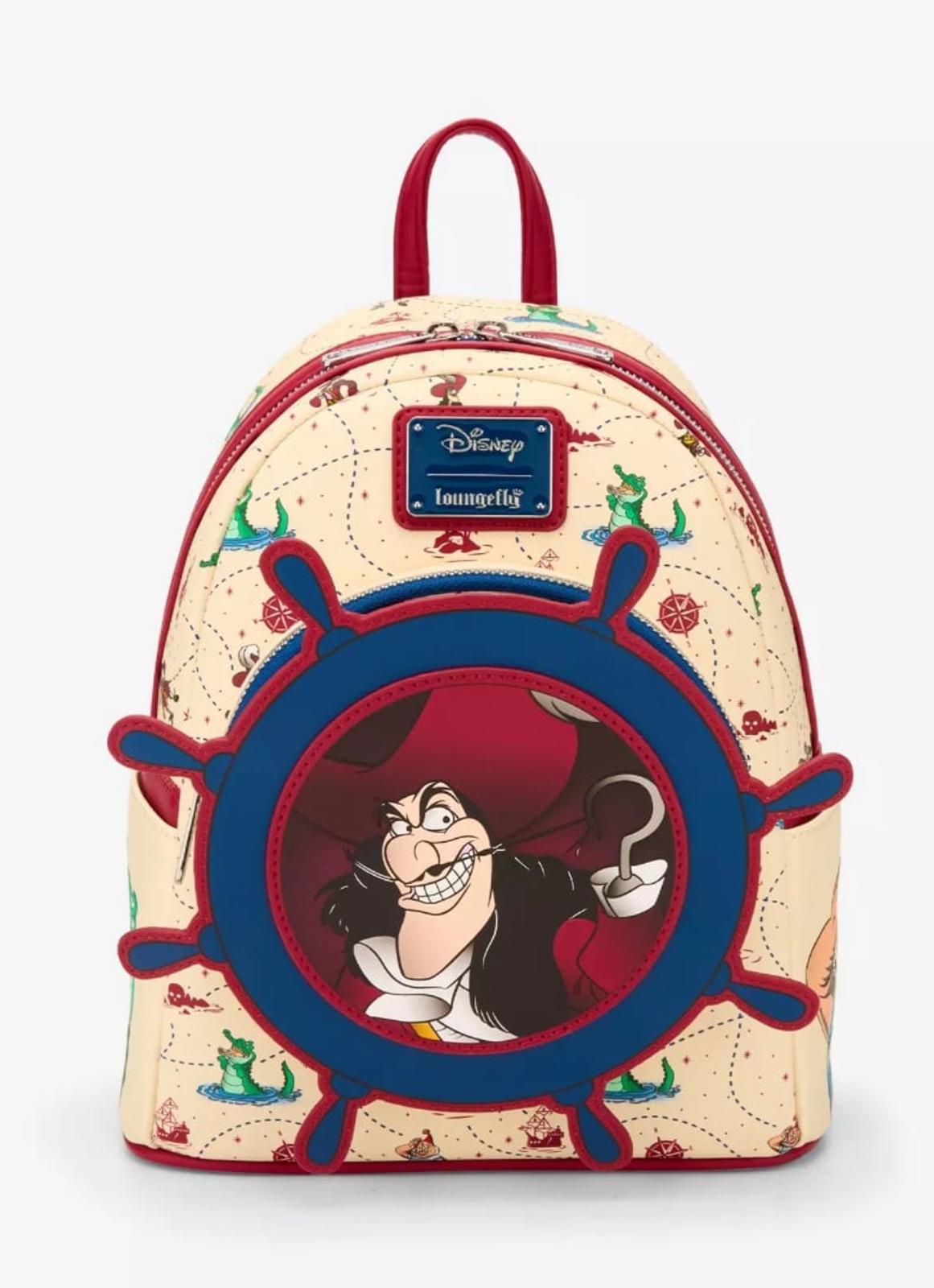 Loungefly Disney Peter Pan Captain Hook Ship Wheel Rotating Mini Backpack