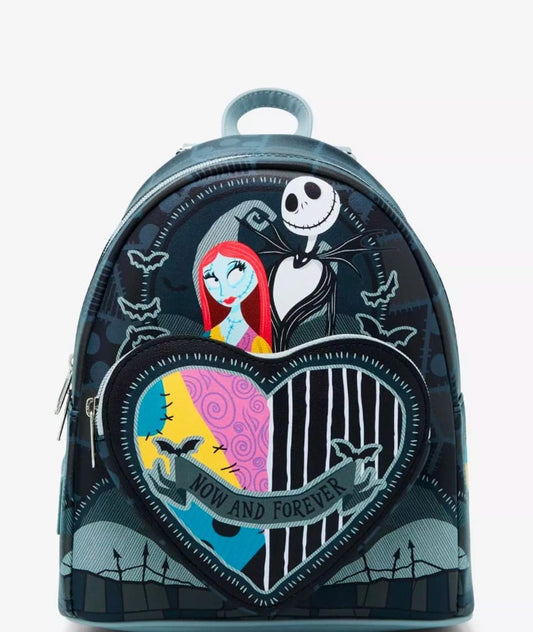 Loungefly The Nightmare Before Christmas Jack & Sally Split Heart Mini Backpack