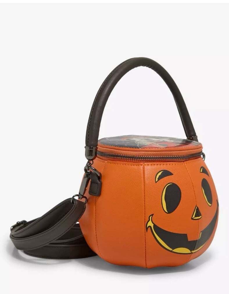 Loungefly Disney Mickey & Minnie Lenticular Figural Pumpkin Crossbody Bag