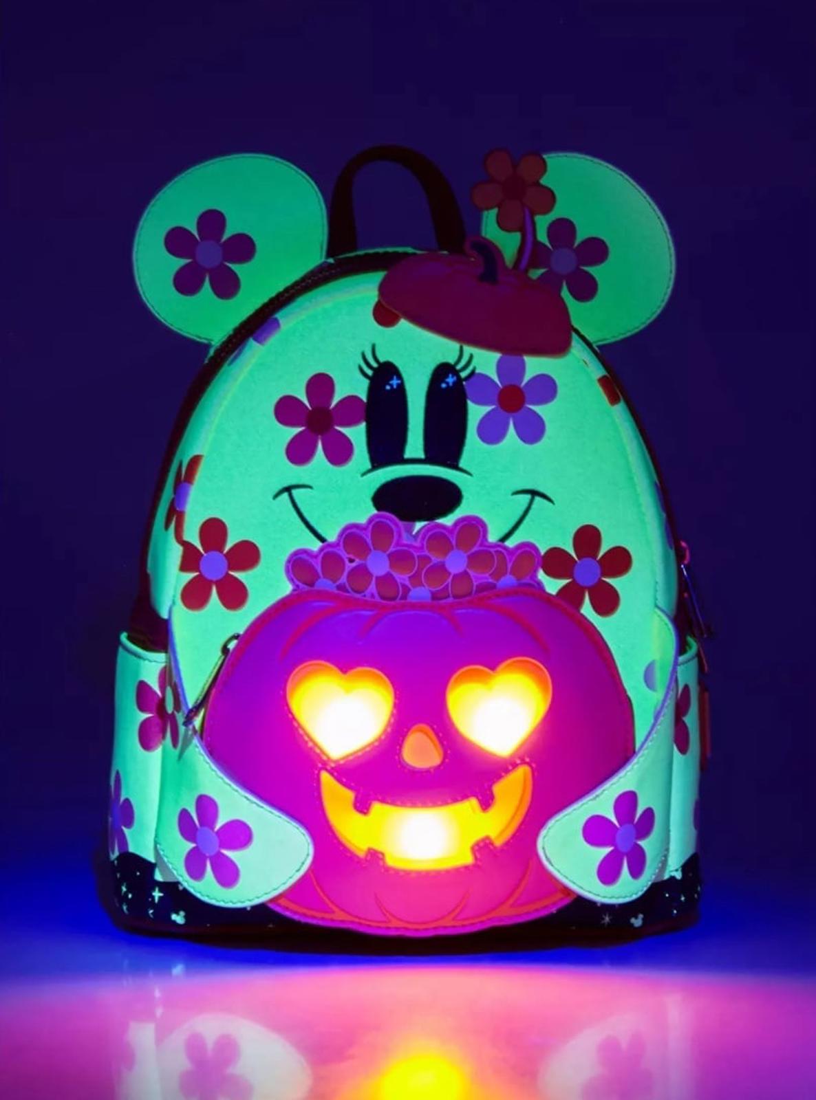 Loungefly Disney Minnie Floral Pumpkin GITD LU Mini Backpack