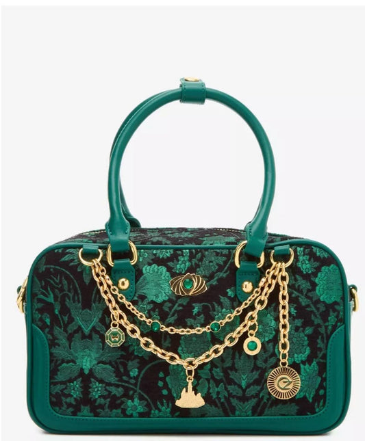 Wicked Oz Green Floral Handbag with Bag Chain