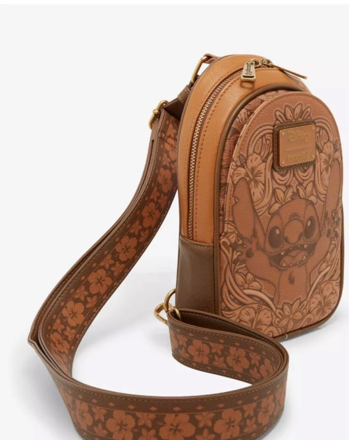 Loungefly Disney Lilo & Stitch Tonal Stitch Carving Crossbody Sling Bag