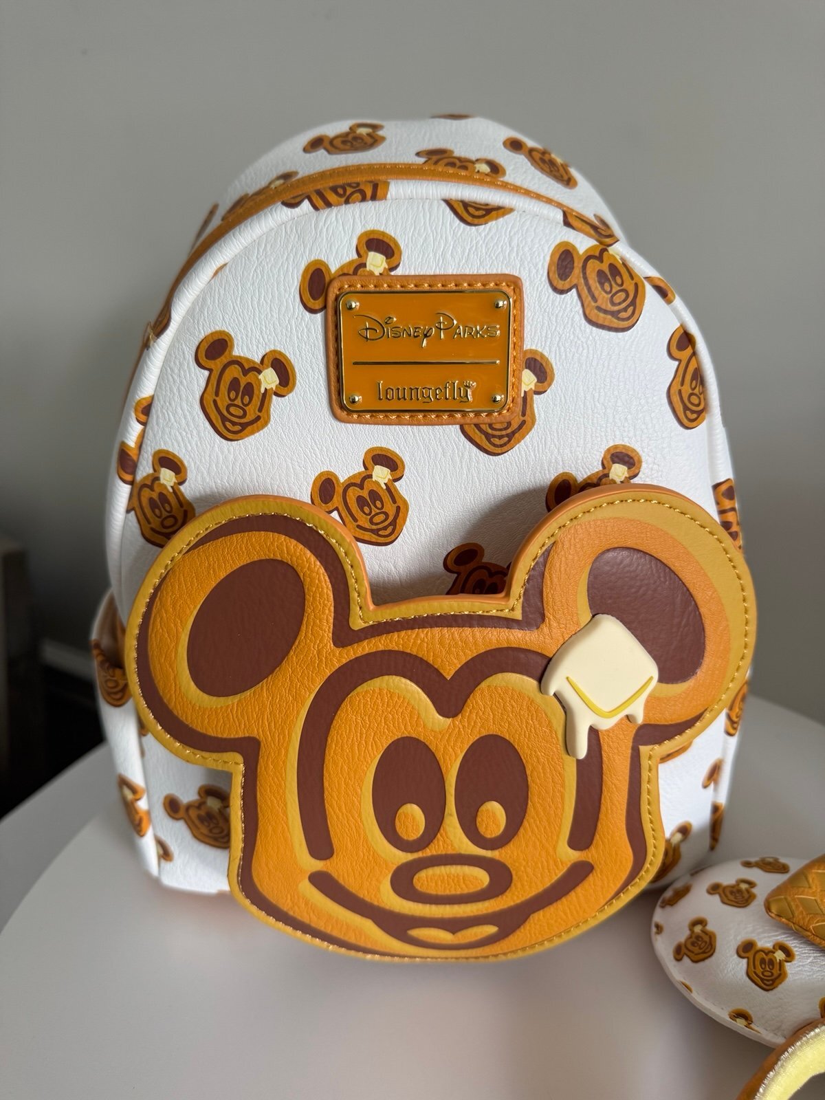 Loungefly Disney Mickey Mouse Waffle Disney Park Exclusive Mini Backpack/EAR NWT