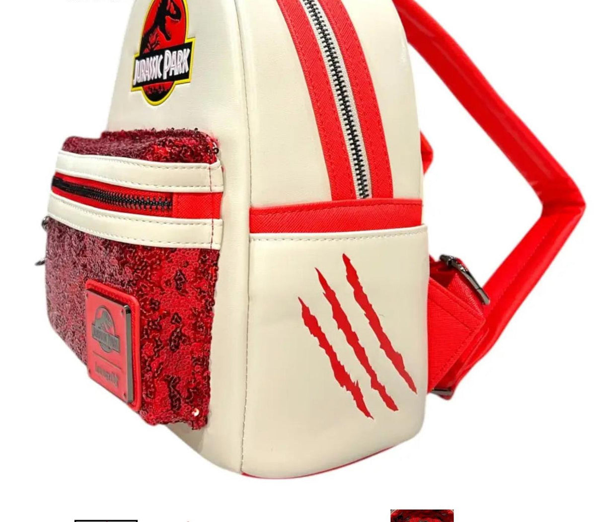 Loungefly Jurassic Park Red Sequin Mini Backpack