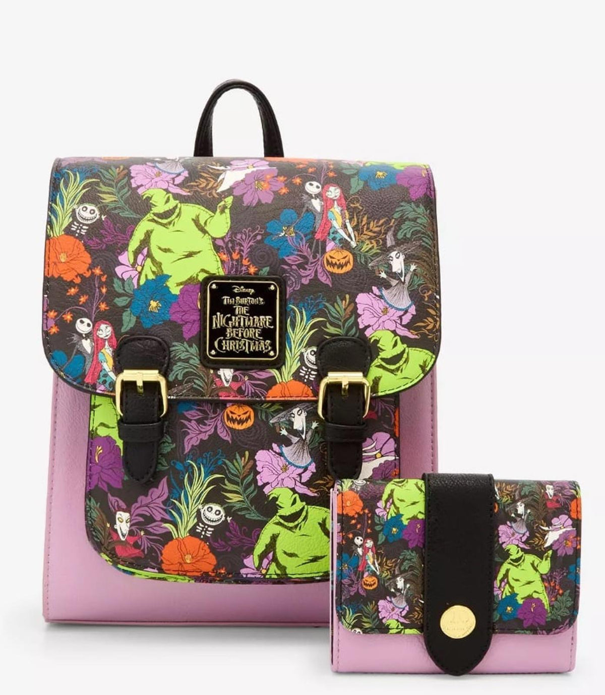 Loungefly Disney NBC Oogie Boogie Floral Flap Allover Print Buckle Mini Backpack