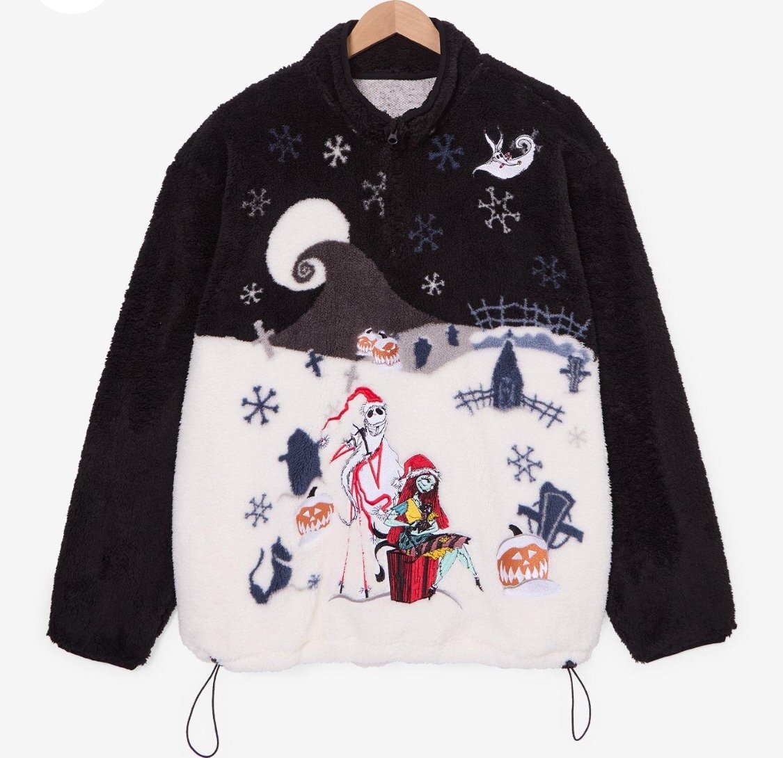 Disney The Nightmare Before Christmas Snowy Scene Quarter Zip Sherpa Jacket