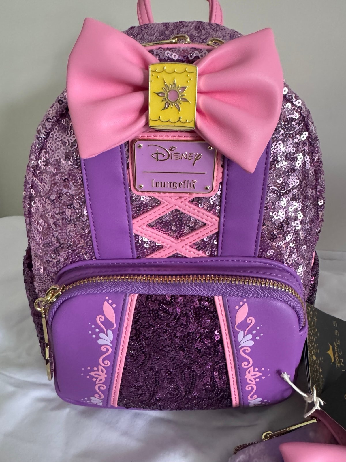 Loungefly Disney Princess Tangled Rapunzel Sequin Backpack & Wallet SET