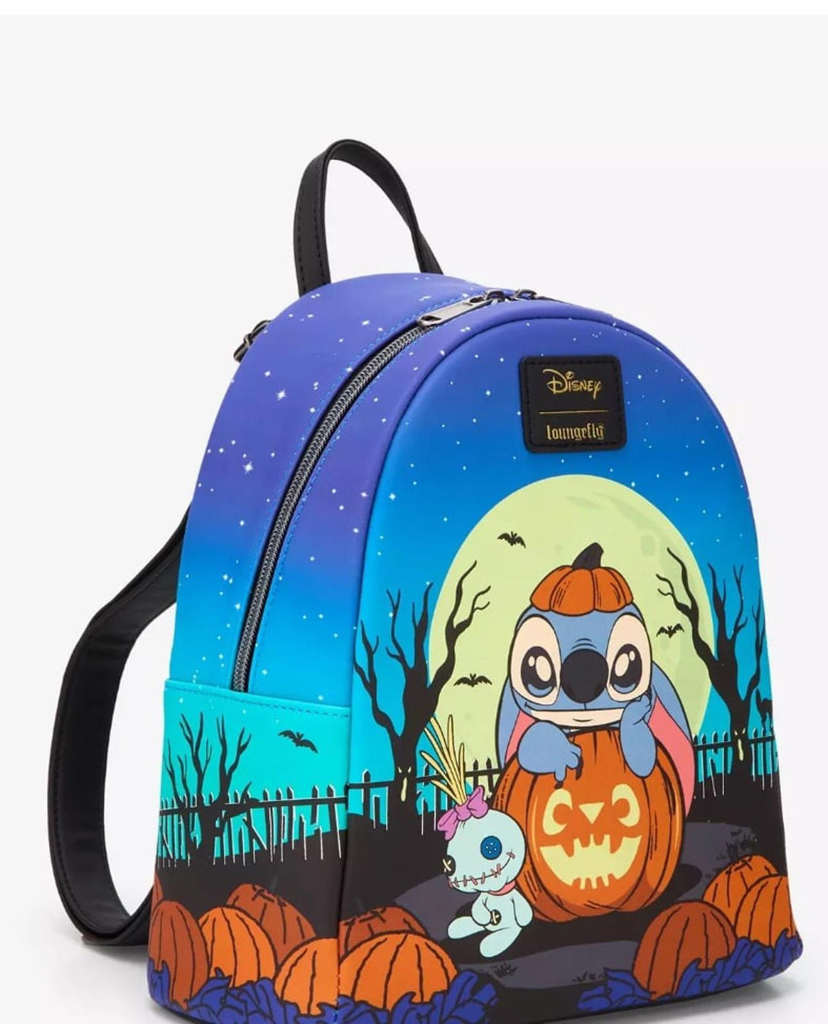 Loungefly Disney Stitch Pumpkin Teal Ombre Glow-In-The-Dark Mini Backpack