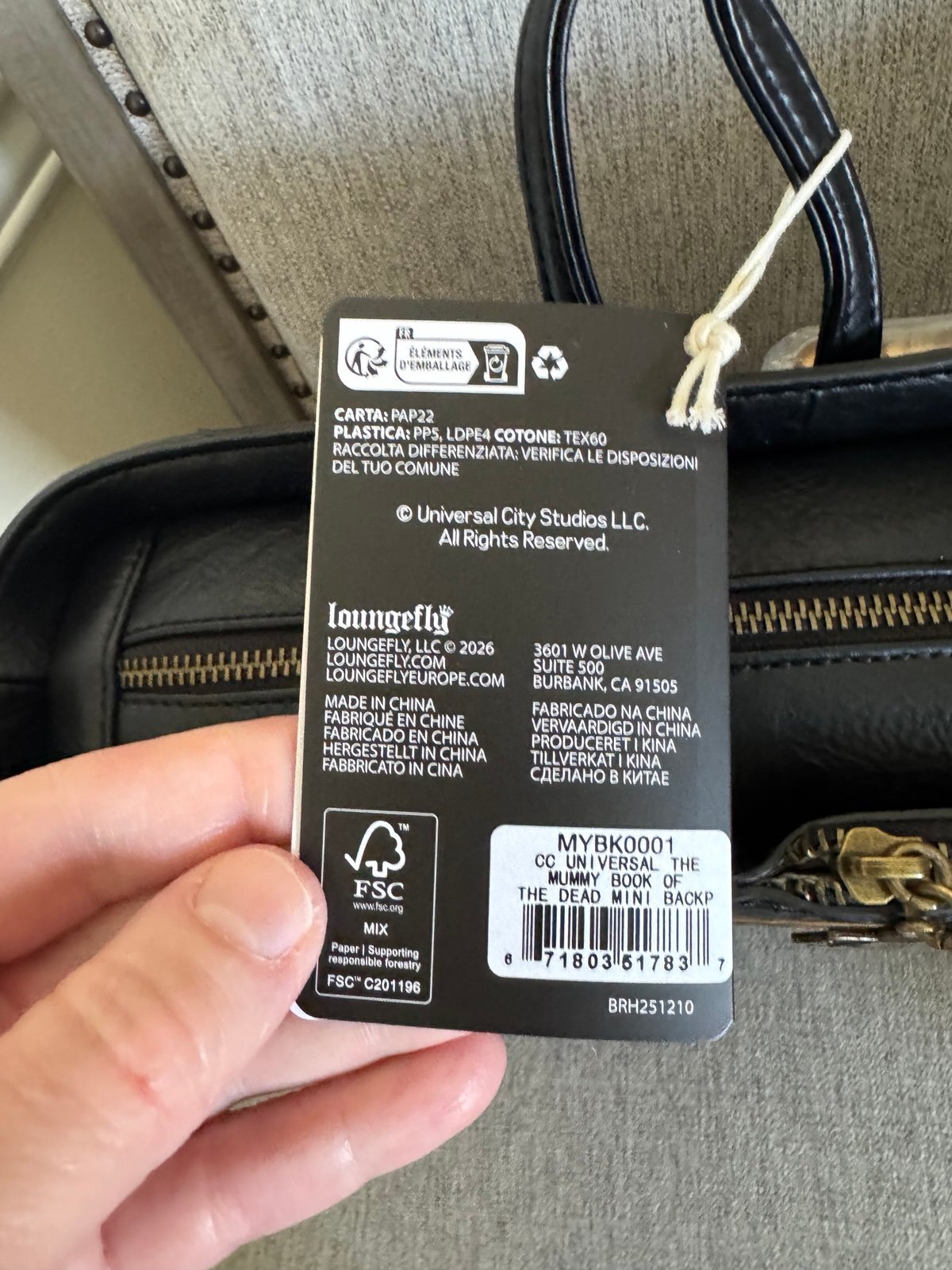 Loungefly Mummy Themed Black Backpack