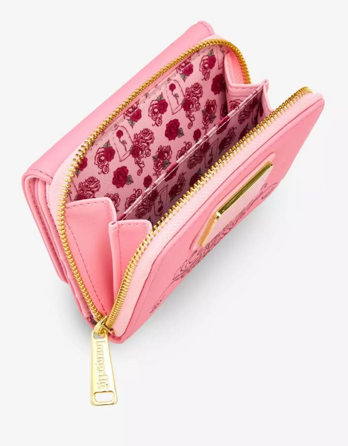 Loungefly Disney Beauty and the Beast Pink Roses Zip Wallet